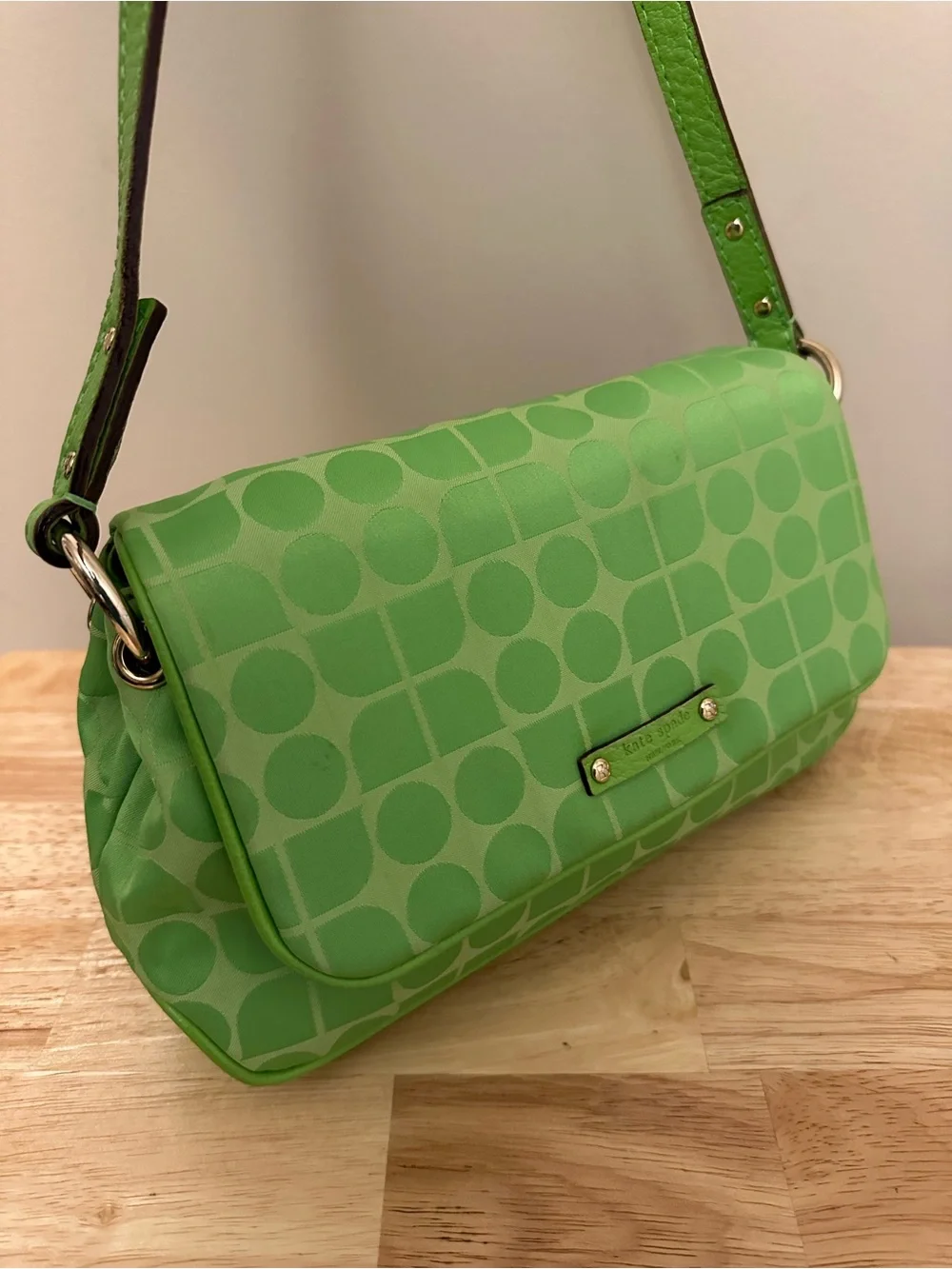 kate spade Lime Green Patterned Shoulder Bag